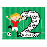 2nd Birthday Red and White Soccer Goal Postcard