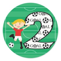 2nd Birthday Red and White Soccer Goal Stickers