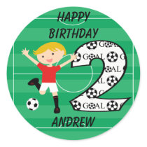 2nd Birthday Red and White Soccer Goal Stickers