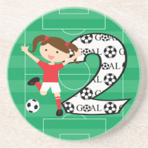 2nd Birthday Soccer Girl Red and White Coasters