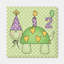 2nd Birthday Turtle Fridge Magnets