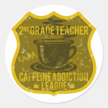 2nd Grade Caffeine Addiction League Round Stickers
