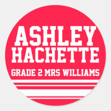 2nd Grade school education name id sticker red