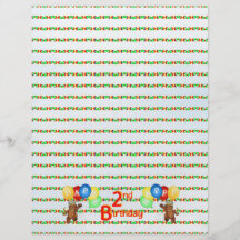 2nd Happy Birthday Bear Scrapbook Paper 5 Flyers
