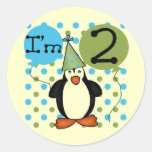 2nd Penguin Birthday Tshirts and Gifts Round Sticker