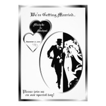 2nd Version Classic Black White Wedding Invitation invitations