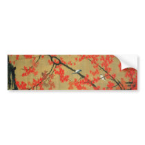 30. 紅葉小禽図, 若冲 Maple & Small Birds, Jakuchū Bumper Stickers