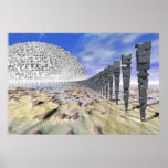 #30-04 Shallow Water Poles With White Scifi Moon Print