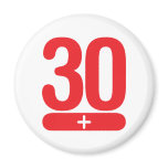 30 Plus Years Old - Red Refrigerator Magnets
