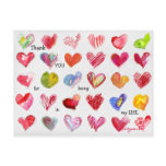 30 Thank You Valentine Hearts Postcard