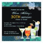 30èmes invitations de fête d'anniversaire de cockt