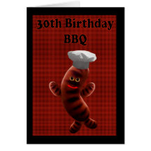 30TH BIRTHDAY BBQ INVITATION - BARBECUE INVITATION GREETING CARD