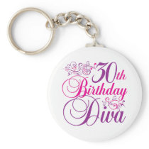 30th Birthday Diva Key Chain