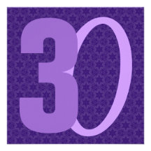 30th Birthday Huge Numbers Purple E625 Personalized Announcements