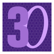 30th Birthday Huge Numbers Purple W956 Custom Announcement