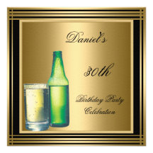 30th Birthday Mens Black Gold Cold Drinks Mans Announcements