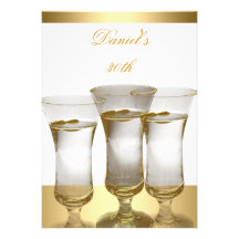 30th Birthday Mens Sepia Gold Drinks Man Personalized Invitations