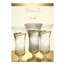 30th Birthday Mens Sepia Gold Drinks Man Personalized Invitations