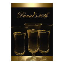 30th Birthday Mens Sepia Gold Drinks Man Custom Invitation