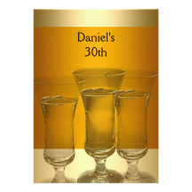 30th Birthday Mens Yellow Gold Drinks Man Announcement