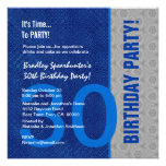 30th Birthday Modern Blue and Silver S300 Custom Announcements