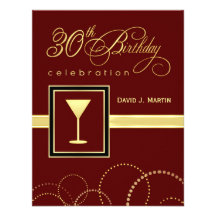 30th Birthday Party Invitations - Burgundy & Gold