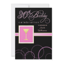 30th Birthday Party Invitations - with Monogram
