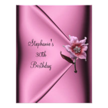 30th Birthday Party Pink Silk Floral Jewel Invitations