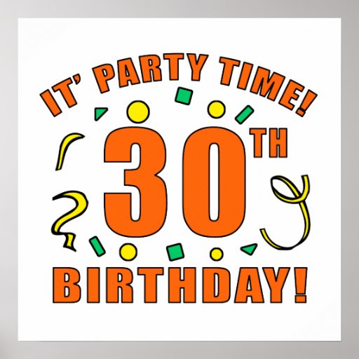 30th Birthday Party Time Posters