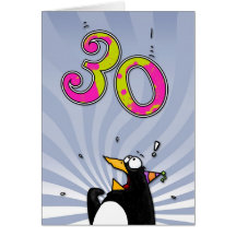 30th Birthday - Penguin Surprise Card