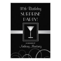 30th Birthday Surprise Party Silver & Black Announcement