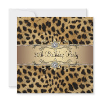 30th Leopard Birthday Party Invitation 30th