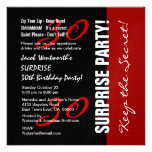 30th SURPRISE Birthday Modern Black Red W1897 Custom Announcements