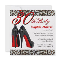 30th Thirtieth Birthday Party Stiletto Heels Personalized Invitations