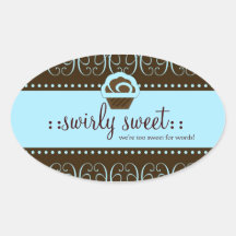 311 Baby Blue Swirly Sweet Oval Stickers
