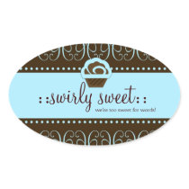 311 Baby Blue Swirly Sweet Oval Stickers