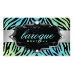 311-Baroque Boutique | Turquoise Lime Zebra Business Card Templates