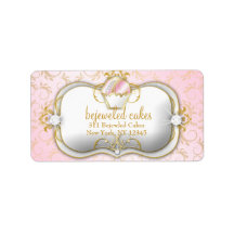 311-Bejeweled Cakes | Pink Background Custom Address Label