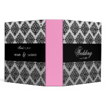 311-Black Damask / Grey & White Fade 3 Ring Binders