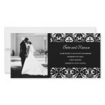 311-BLACK DAMASK WEDDING PHOTO CARD