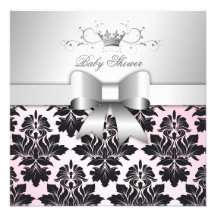 311-Blackberry Precious Pink Damask | Baby Shower Custom Announcement