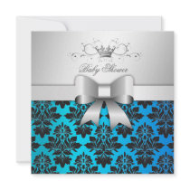 311-Blackberry Tropical Blue Damask | Baby Shower