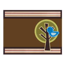311-BLUE BIRDIE INVITATION POSTCARD
