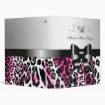 311-Bow-licious Pink Black Leopard Vinyl Binder
