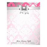 311-Bow-licious Pink Damask Custom Letterhead