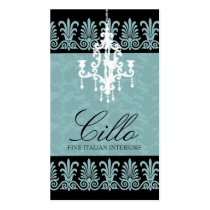 311-CHANDELIER TEAL DAMASK BUSINESS CARDS
