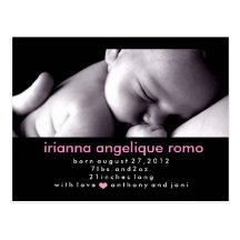 311-CHIC BABY GIRL ANNOUNCEMENT POSTCARDS