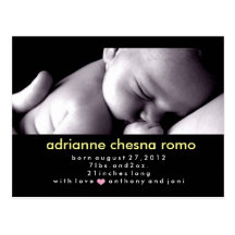 311-CHIC BABY YELLOW ANNOUNCEMENT POSTCARD