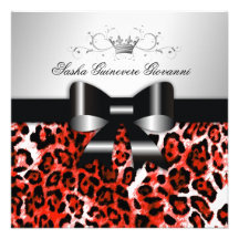 311- Chic Hot Rouge Leopard Bow  | Sweet 16 Announcement