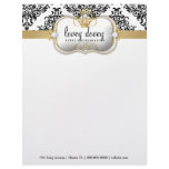311 Ciao Bella & Lovey Dovey Damask Black WHite Personalized Letterhead